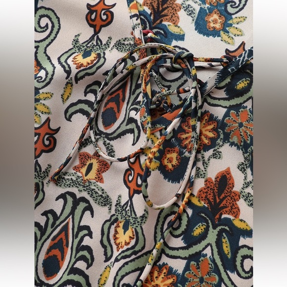 BloomChic Plus Size Boho Print Lace Up Bell Sleeve Blouse - Picture 5 of 8